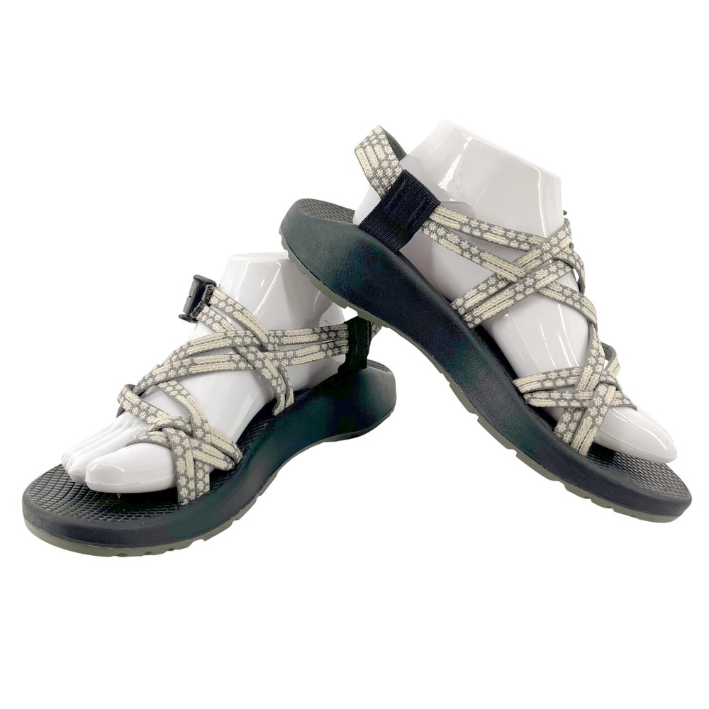 Chaco Z Cloud 2 Sandals Womens 9 Grey Ivory Strappy Toe Loop Hiking Outdoor